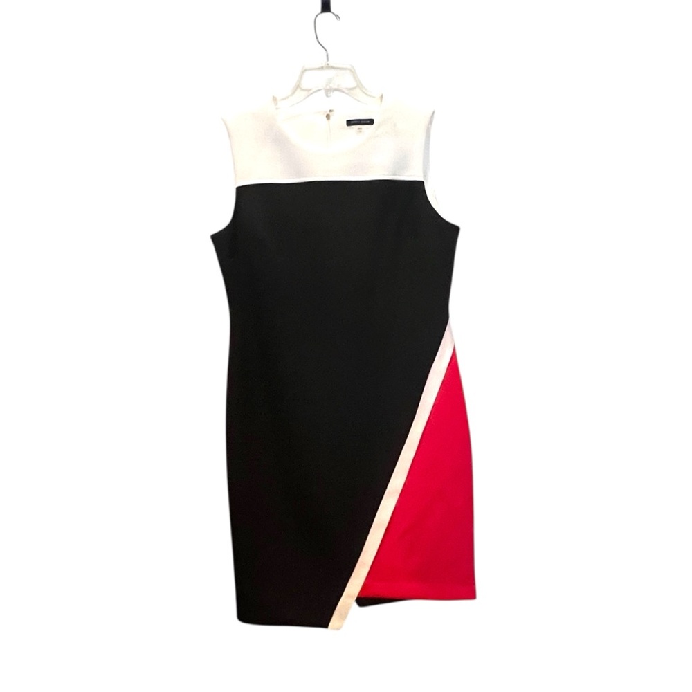 Tommy Hilfiger Dress‎ 16 Asymmetric Hem Scuba Sheath Black Pink Ivory Color NEW